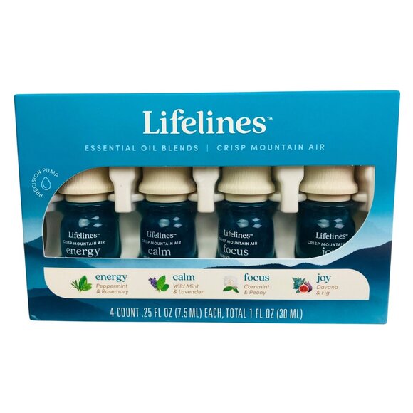 Lifelines Essential Oil Blends Aromatherapy 4 Pack New -Energy, Calm, Focus, Joy - Picture 1 of 3